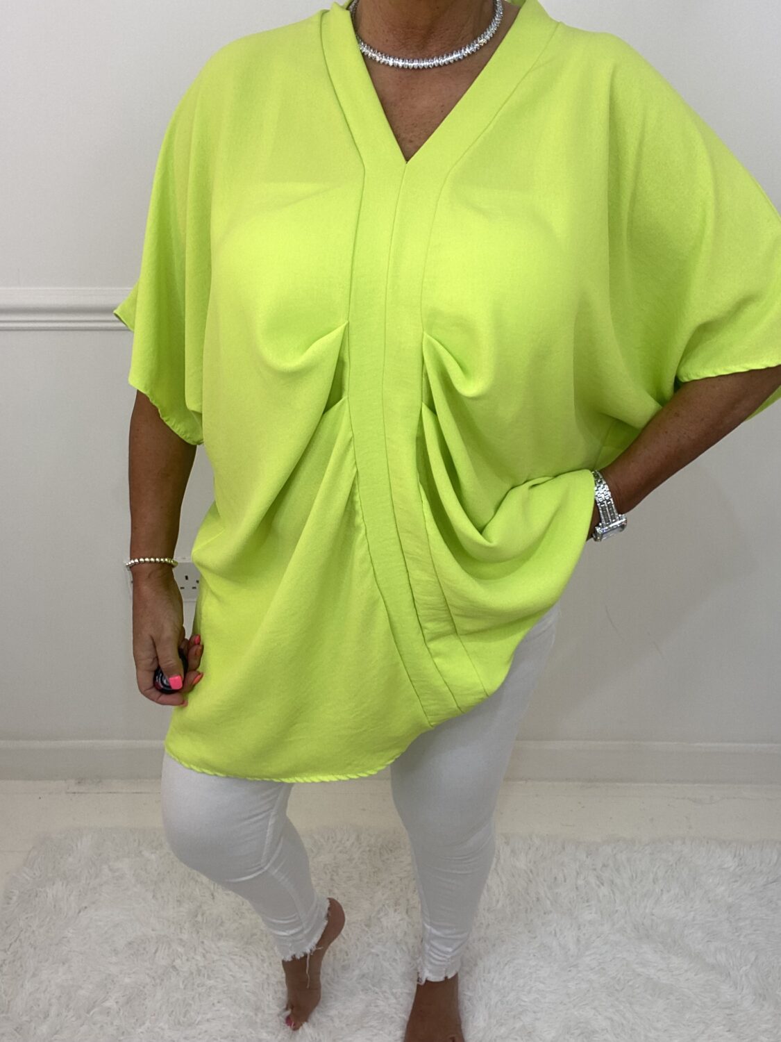 Neon green hot sale ruched top