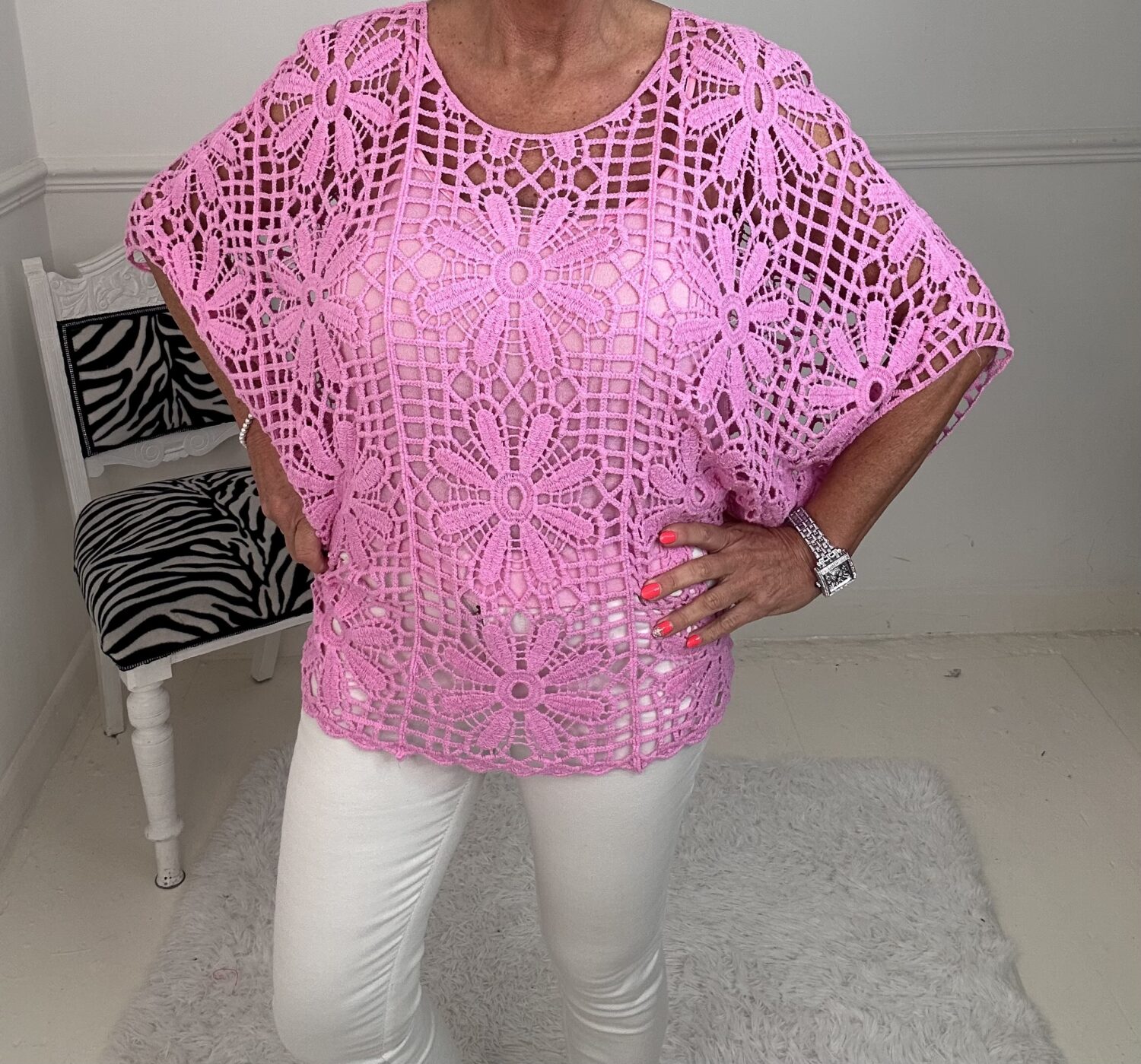 CANDY PINK HANNAH CROCHET TOP & FREE VEST