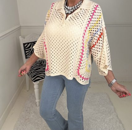 CHAMPAGE BEIGE LAYLEY CROCHET TOP