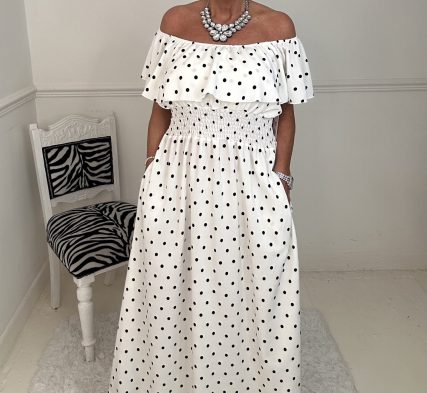 WHITE POLKA DOTTY DRESS