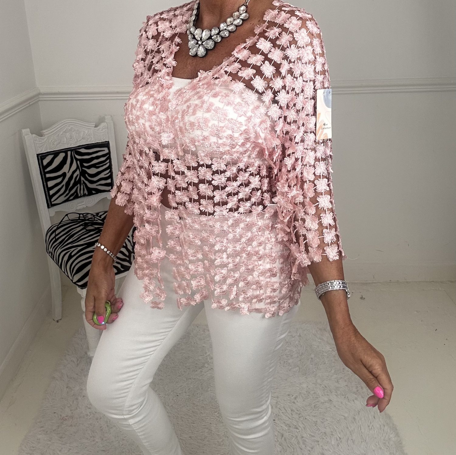BABY PINK DAISY CARDI - Image 4