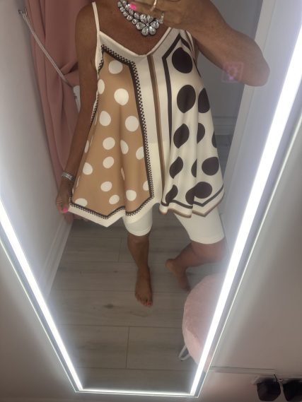 CREAM SILKY POLKA DOT REVERSIBLE VEST TOP